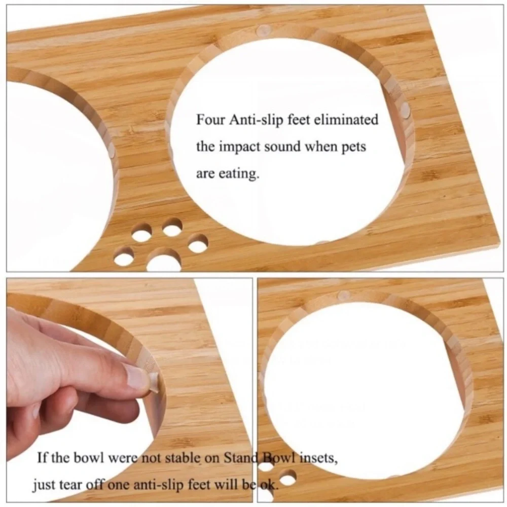 Pet Bowls Bamboo Elevated Stand Feeder